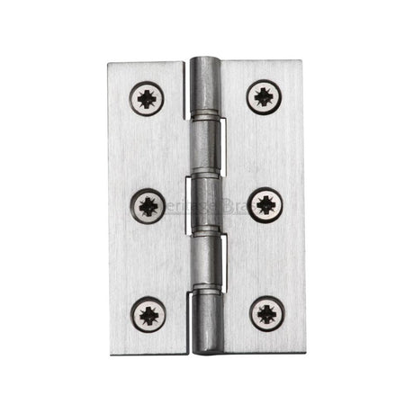 This is an image of a Heritage Brass - Hinge Brass with Phosphor Washers 3" x 2" Satin Chrome Finish, pr88-400-sc that is available to order from T.H Wiggans Ironmongery in Kendal.