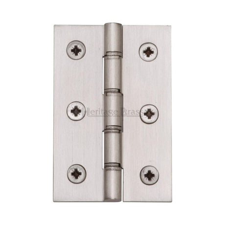 This is an image of a Heritage Brass - Hinge Brass with Phosphor Washers 3" x 2" Satin Nickel Finish, pr88-400-sn that is available to order from T.H Wiggans Ironmongery in Kendal.