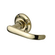 This is an image of a Project Hardware - Door Handle Lever Latch on Round Rose Avon Design Polished Brass, pr930-pb that is available to order from T.H Wiggans Ironmongery in Kendal.