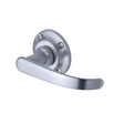 This is an image of a Project Hardware - Door Handle Lever Latch on Round Rose Avon Design Satin Chrome, pr930-sc that is available to order from T.H Wiggans Ironmongery in Kendal.