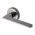This is an image of a Heritage Brass - Door Handle Lever Latch on Round Rose Pyramid Design Polished Nicke, pyd3535-pnf that is available to order from T.H Wiggans Ironmongery in Kendal.