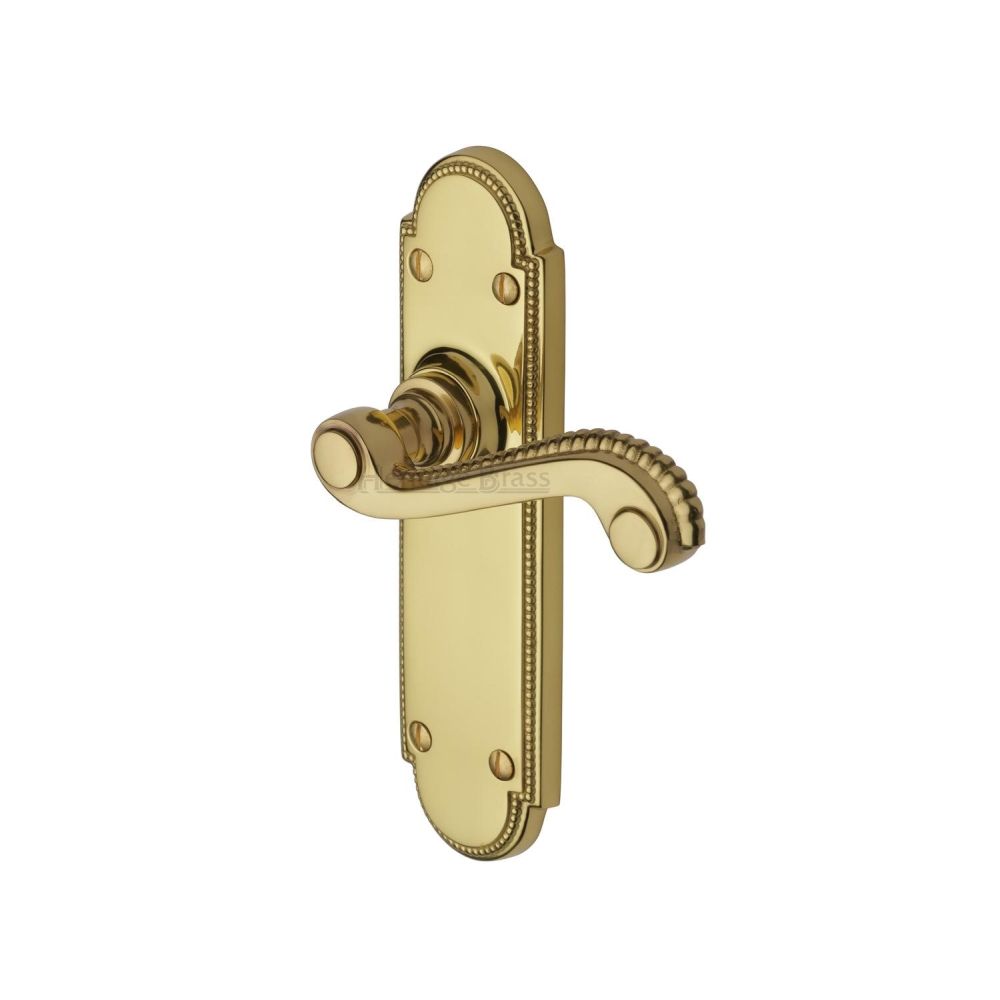 This is an image of a Heritage Brass - Door Handle Lever Latch Adam Design Polished Brass Finish, r760-pb that is available to order from T.H Wiggans Ironmongery in Kendal.