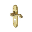This is an image of a Heritage Brass - Door Handle for Euro Profile Plate Adam Design Polished Brass Finis, r768-pb that is available to order from T.H Wiggans Ironmongery in Kendal.