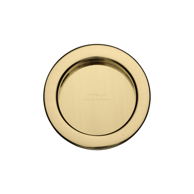 This is an image of a M.Marcus - SLD Round Flush Pull Pair Polished Brass, rd2322-pb that is available to order from T.H Wiggans Ironmongery in Kendal.