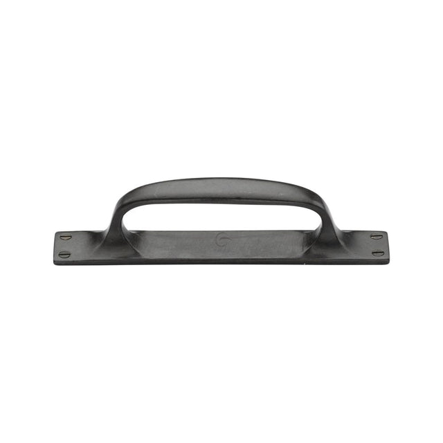 This is an image of a M.Marcus - Rustic Dark Bronze Cabinet Pull Handle On Plate 178mm, rdb1142-178 that is available to order from T.H Wiggans Ironmongery in Kendal.