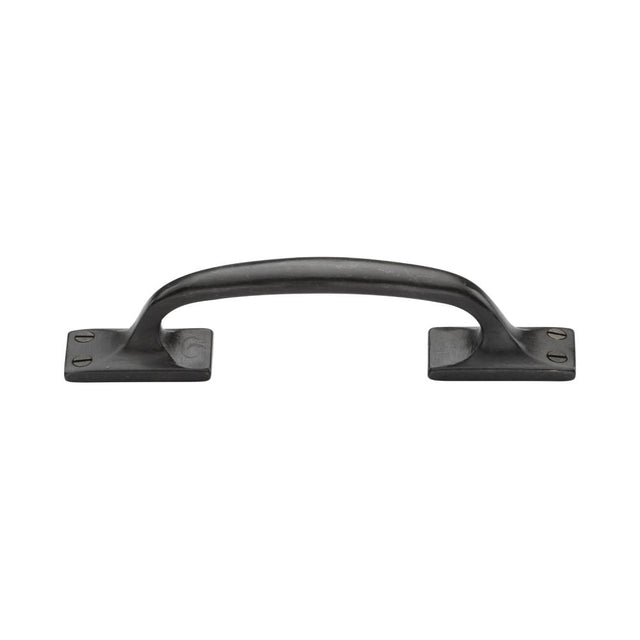 This is an image of a M.Marcus - Rustic Dark Bronze Cabinet Pull Offset Design 159mm, rdb1145-159 that is available to order from T.H Wiggans Ironmongery in Kendal.