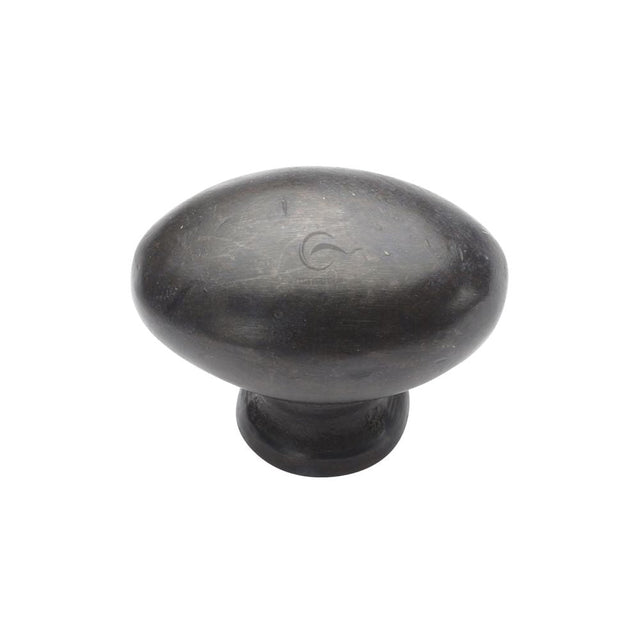 This is an image of a M.Marcus - Rustic Dark Bronze Cabinet Knob Oval Design 32mm, rdb118-32 that is available to order from T.H Wiggans Ironmongery in Kendal.