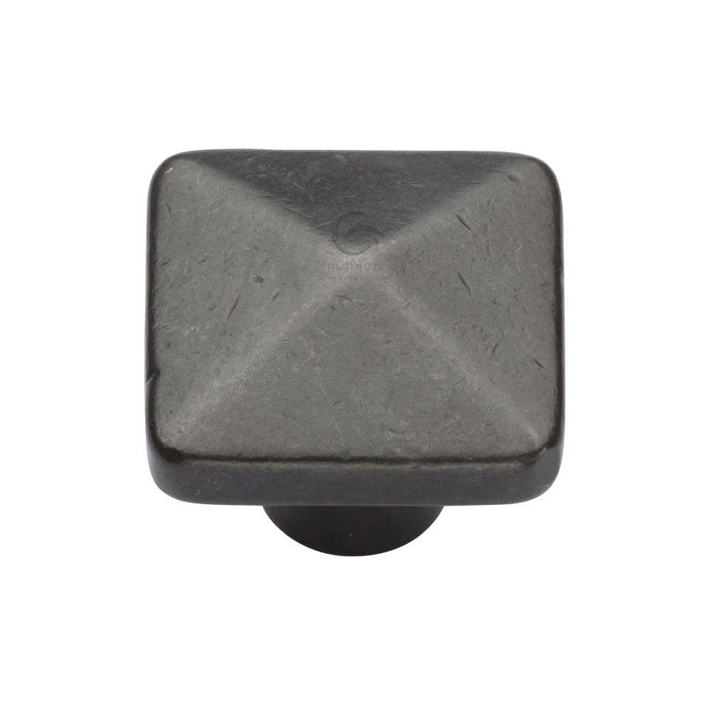 This is an image of a M.Marcus - Rustic Dark Bronze Cabinet Knob Square Pyramid Design 32mm, rdb390-32 that is available to order from T.H Wiggans Ironmongery in Kendal.