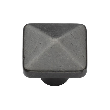 This is an image of a M.Marcus - Rustic Dark Bronze Cabinet Knob Square Pyramid Design 32mm, rdb390-32 that is available to order from T.H Wiggans Ironmongery in Kendal.