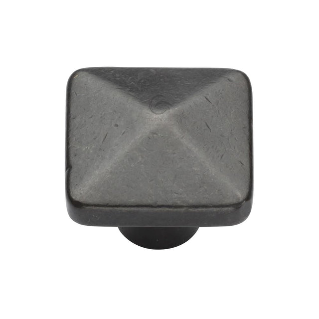 This is an image of a M.Marcus - Rustic Dark Bronze Cabinet Knob Square Pyramid Design 32mm, rdb390-32 that is available to order from T.H Wiggans Ironmongery in Kendal.