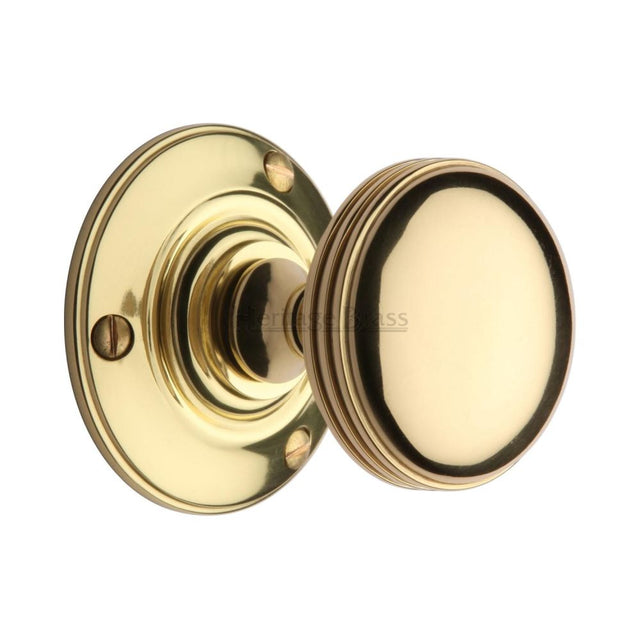 This is an image of a Heritage Brass - Mortice Knob on Rose Richmond Design Polished Brass Finish, rhm988-pb that is available to order from T.H Wiggans Ironmongery in Kendal.