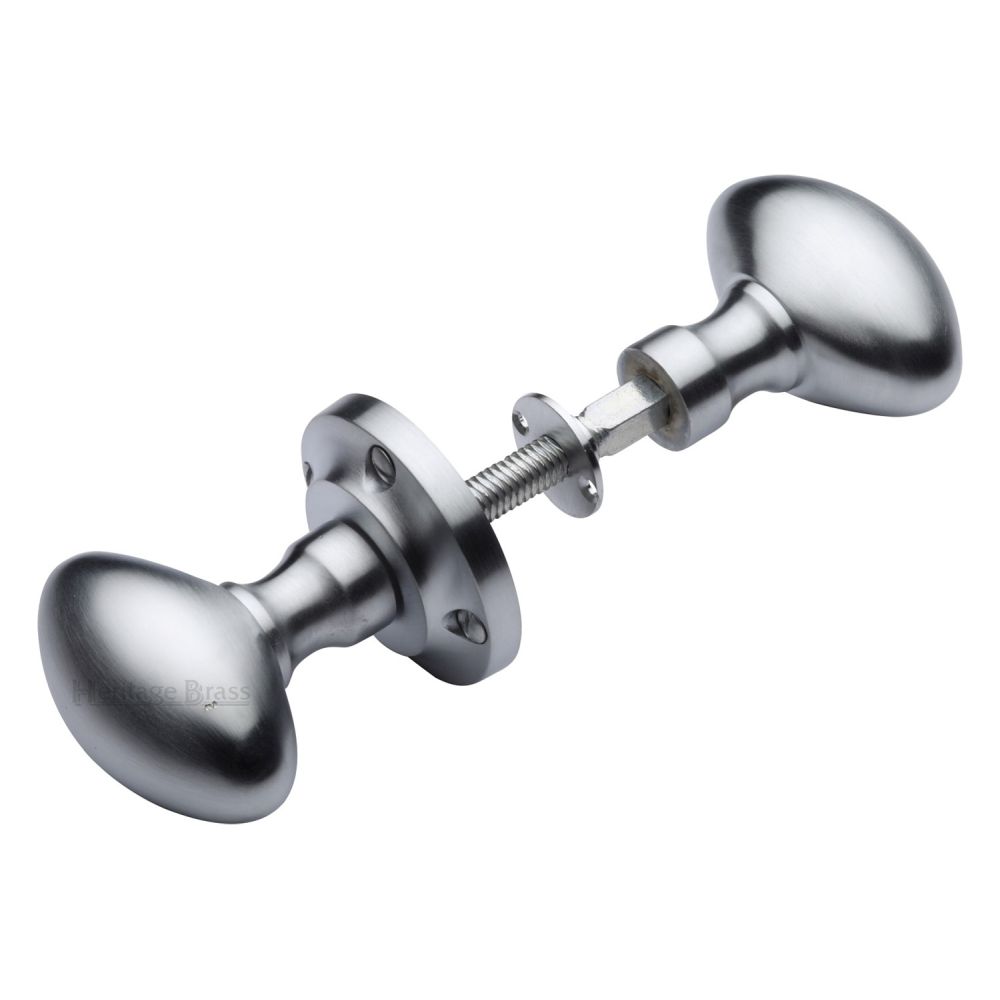 This is an image of a Heritage Brass - Suffolk Rim Knob Satin Chrome Finish, rim-v960-sc that is available to order from T.H Wiggans Ironmongery in Kendal.