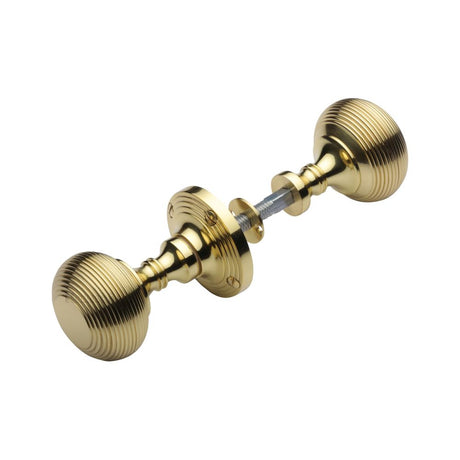 This is an image of a Heritage Brass - Reeded Rim Knob Polished Brass Finish, rim-v971-pb that is available to order from T.H Wiggans Ironmongery in Kendal.