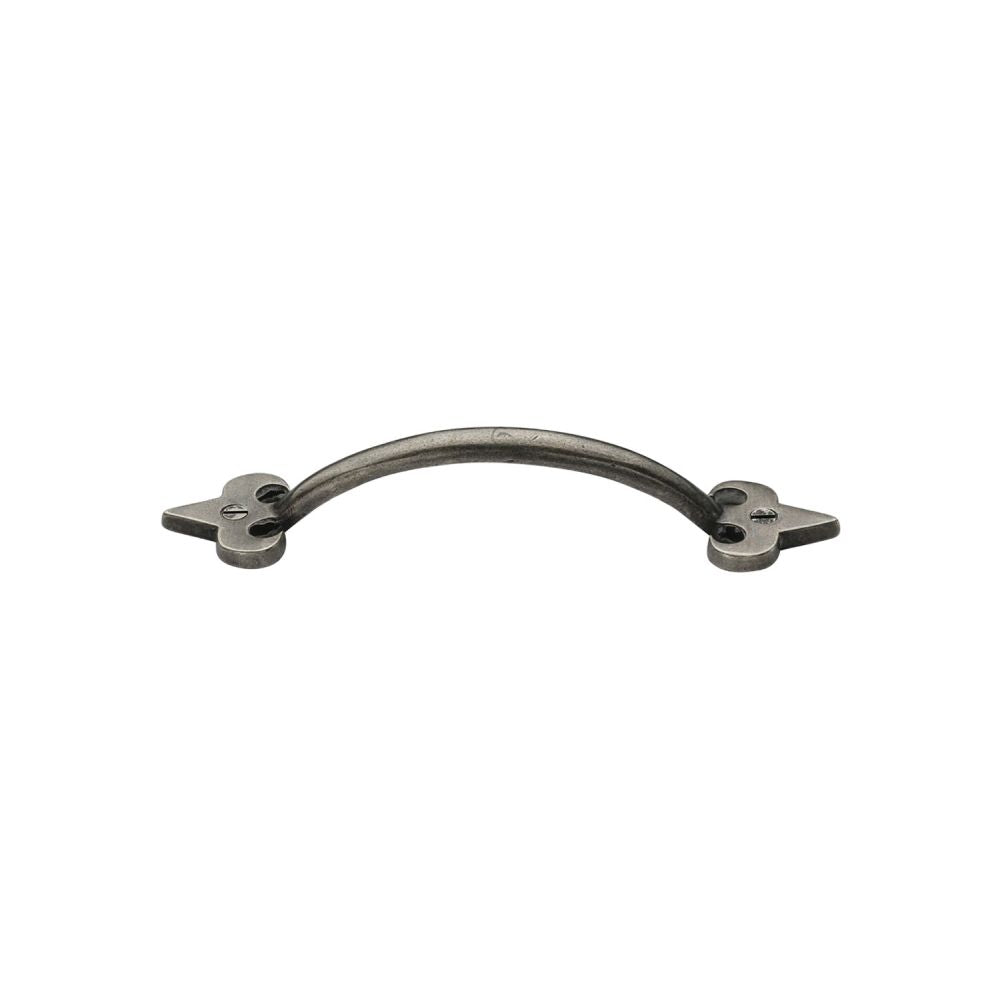 This is an image of a M.Marcus - Rustic Pewter Cabinet Pull Fleur-de-lys Design 106mm, rpw1092-106 that is available to order from T.H Wiggans Ironmongery in Kendal.