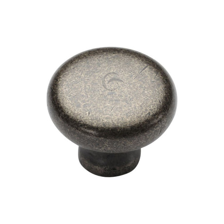 This is an image of a M.Marcus - Rustic Pewter Cabinet Knob Round Design 32mm, rpw117-32 that is available to order from T.H Wiggans Ironmongery in Kendal.