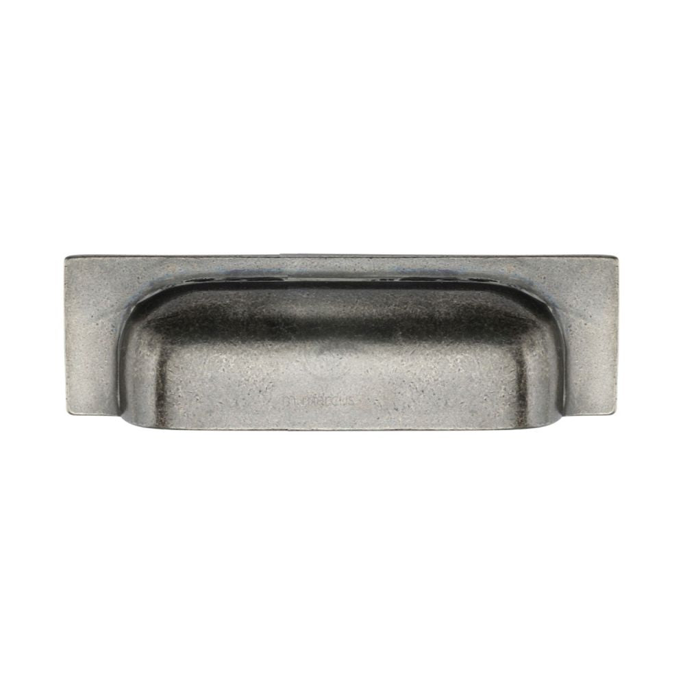 This is an image of a M.Marcus - Rustic Pewter Cabinet Pull Military Design 76/96mm, rpw1720-76-96 that is available to order from T.H Wiggans Ironmongery in Kendal.