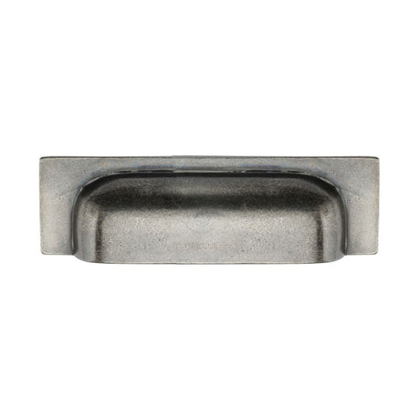 This is an image of a M.Marcus - Rustic Pewter Cabinet Pull Military Design 76/96mm, rpw1720-76-96 that is available to order from T.H Wiggans Ironmongery in Kendal.