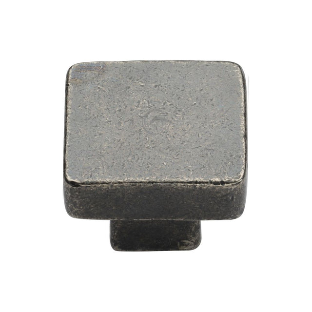 This is an image of a M.Marcus - Rustic Pewter Cabinet Knob Square Design 32mm, rpw3674-32 that is available to order from T.H Wiggans Ironmongery in Kendal.