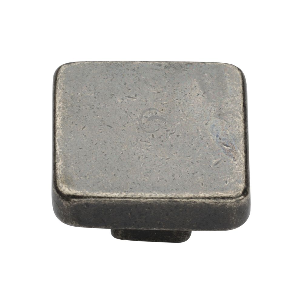 This is an image of a M.Marcus - Rustic Pewter Cabinet Knob Square Design 38mm, rpw3674-38 that is available to order from T.H Wiggans Ironmongery in Kendal.