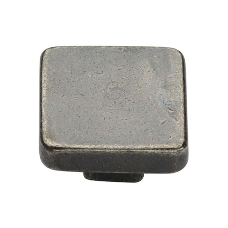 This is an image of a M.Marcus - Rustic Pewter Cabinet Knob Square Design 38mm, rpw3674-38 that is available to order from T.H Wiggans Ironmongery in Kendal.