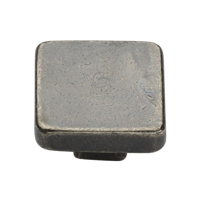 This is an image of a M.Marcus - Rustic Pewter Cabinet Knob Square Design 38mm, rpw3674-38 that is available to order from T.H Wiggans Ironmongery in Kendal.