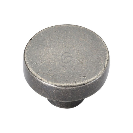 This is an image of a M.Marcus - Rustic Pewter Cabinet Knob Round Disc Design 38mm, rpw3880-38 that is available to order from T.H Wiggans Ironmongery in Kendal.