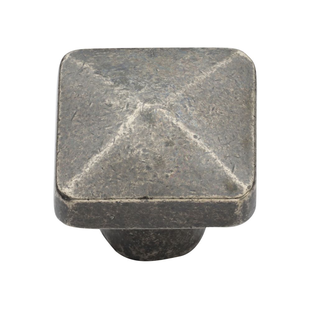 This is an image of a M.Marcus - Rustic Pewter Cabinet Knob Square Pyramid Design 38mm, rpw390-38 that is available to order from T.H Wiggans Ironmongery in Kendal.