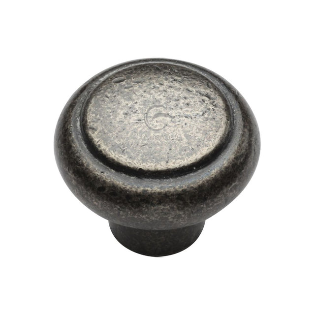This is an image of a M.Marcus - Rustic Pewter Cabinet Knob Newport Design 38mm, rpw3990-38 that is available to order from T.H Wiggans Ironmongery in Kendal.