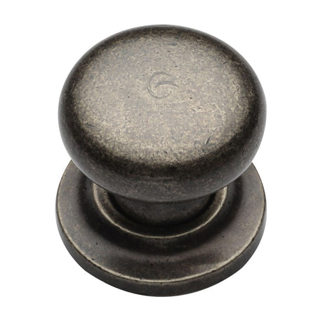 This is an image of a M.Marcus - Rustic Pewter Cabinet Knob Round Design on Rose 38mm, rpw613-38 that is available to order from T.H Wiggans Ironmongery in Kendal.