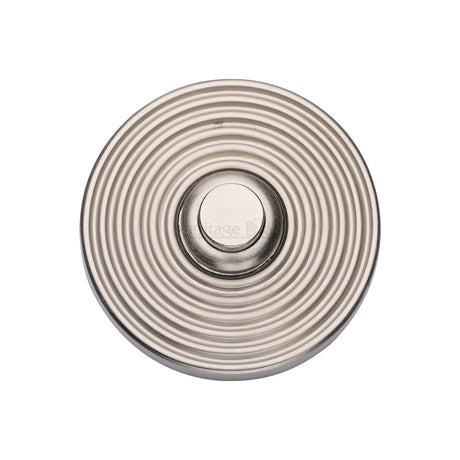 This is an image of a Heritage Brass - Reeded Bell Push Satin Nickel finish, rr1186-sn that is available to order from T.H Wiggans Ironmongery in Kendal.