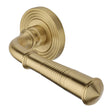 This is an image of a Heritage Brass - Door Handle Lever Latch on Round Rose Bridgetown Reeded Design, rr1935-sb that is available to order from T.H Wiggans Ironmongery in Kendal.