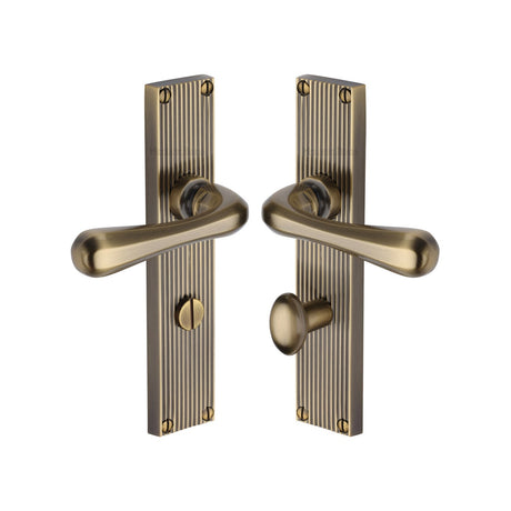 This is an image of a Heritage Brass - Charlbury Reeded Bathroom Set Antique Brass finish, rr3030-at that is available to order from T.H Wiggans Ironmongery in Kendal.