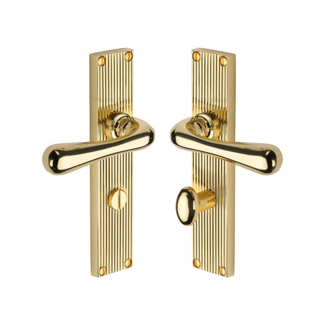 This is an image of a Heritage Brass - Charlbury Reeded Bathroom Set Polished Brass finish, rr3030-pb that is available to order from T.H Wiggans Ironmongery in Kendal.