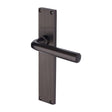 This is an image of a Heritage Brass - Octave Reeded Lever Latch Matt Bronze finish, rr3710-mb that is available to order from T.H Wiggans Ironmongery in Kendal.