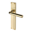 This is an image of a Heritage Brass - Octave Reeded Lever Latch Polished Brass finish, rr3710-pb that is available to order from T.H Wiggans Ironmongery in Kendal.