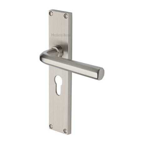 This is an image of a Heritage Brass - Octave Reeded Europrofile Satin Nickel finish, rr3748-sn that is available to order from T.H Wiggans Ironmongery in Kendal.