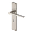 This is an image of a Heritage Brass - Gio Reeded Lever Lock Satin Nickel finish, rr4700-sn that is available to order from T.H Wiggans Ironmongery in Kendal.