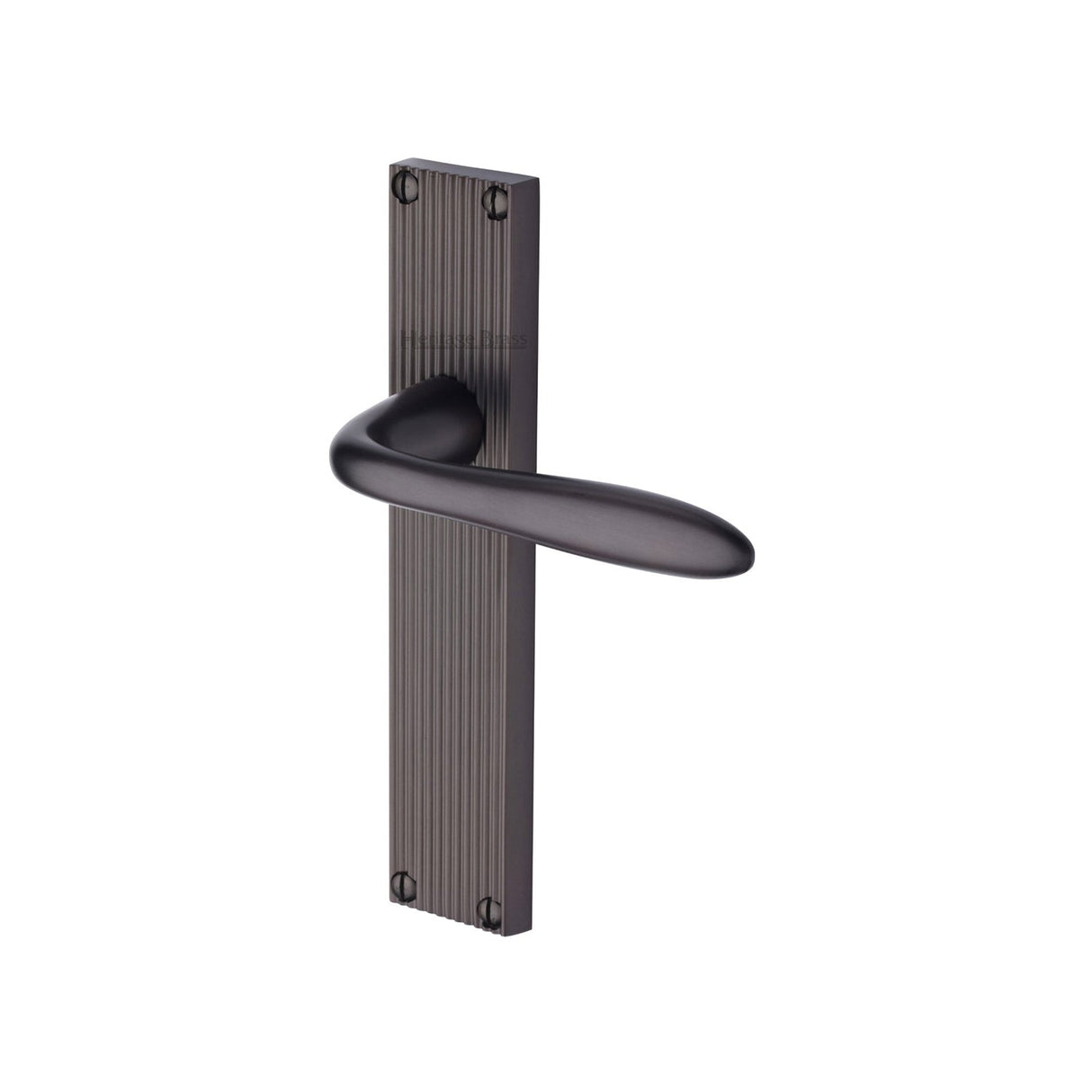 This is an image of a Heritage Brass - Sutton Reeded Lever Latch Matt Bronze finish, rr5010-mb that is available to order from T.H Wiggans Ironmongery in Kendal.