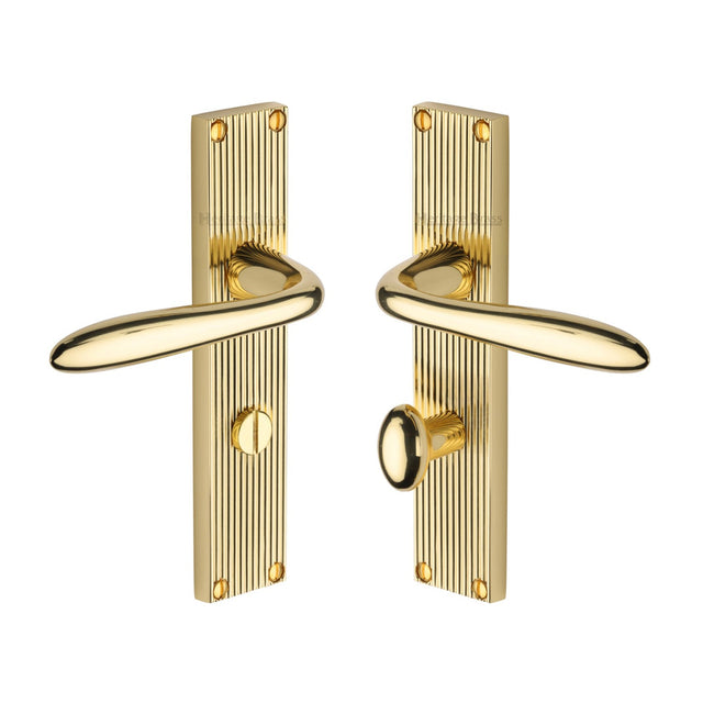 This is an image of a Heritage Brass - Sutton Reeded Bathroom set Polished Brass finish, rr5030-pb that is available to order from T.H Wiggans Ironmongery in Kendal.