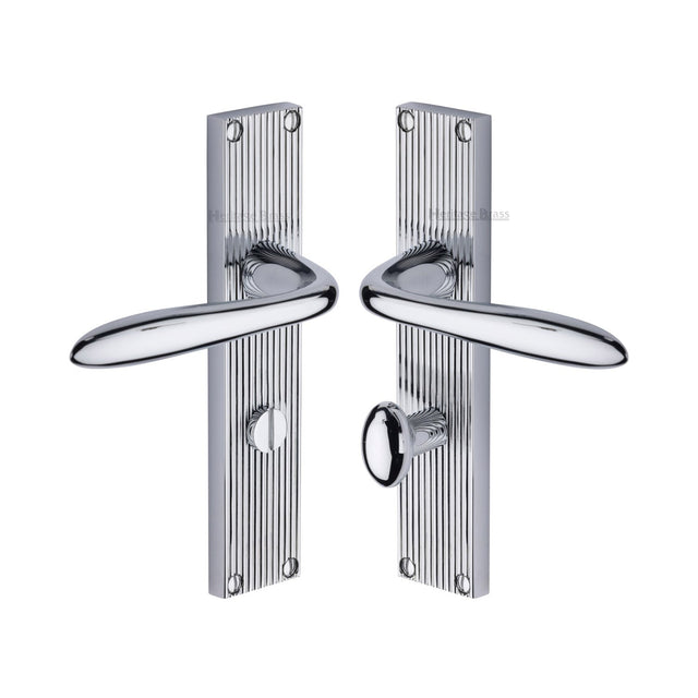 This is an image of a Heritage Brass - Sutton Reeded Bathroom set Polished Chrome finish, rr5030-pc that is available to order from T.H Wiggans Ironmongery in Kendal.