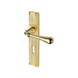 This is an image of a Heritage Brass - Roma Reeded Lever Lock Polished Brass finish, rr6000-pb that is available to order from T.H Wiggans Ironmongery in Kendal.