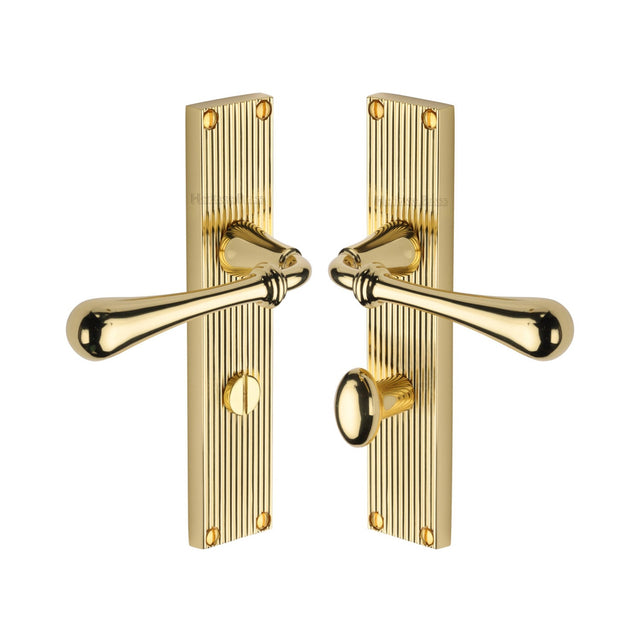 This is an image of a Heritage Brass - Roma Reeded Bathroom set Polished Brass finish, rr6030-pb that is available to order from T.H Wiggans Ironmongery in Kendal.