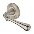 This is an image of a Heritage Brass - Door Handle Lever Latch on Round Rose Roma Reeded Design Satin N, rr7156-sn that is available to order from T.H Wiggans Ironmongery in Kendal.