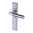 This is an image of a Heritage Brass - Bauhaus Reeded Lever Lock Polished Chrome finish, rr7300-pc that is available to order from T.H Wiggans Ironmongery in Kendal.