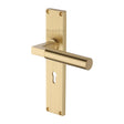 This is an image of a Heritage Brass - Bauhaus Reeded Lever Lock Satin Brass finish, rr7300-sb that is available to order from T.H Wiggans Ironmongery in Kendal.