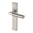 This is an image of a Heritage Brass - Bauhaus Reeded Lever Lock Satin Nickel finish, rr7300-sn that is available to order from T.H Wiggans Ironmongery in Kendal.