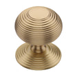 This is an image of a Heritage Brass - Centre Door Knob Reeded Design 3 1/2 Satin Brass Finish, rr906-sb that is available to order from T.H Wiggans Ironmongery in Kendal.