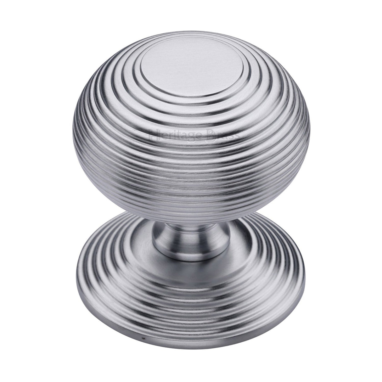 This is an image of a Heritage Brass - Centre Door Knob Reeded Design 3 1/2 Satin Chrome Finish, rr906-sc that is available to order from T.H Wiggans Ironmongery in Kendal.