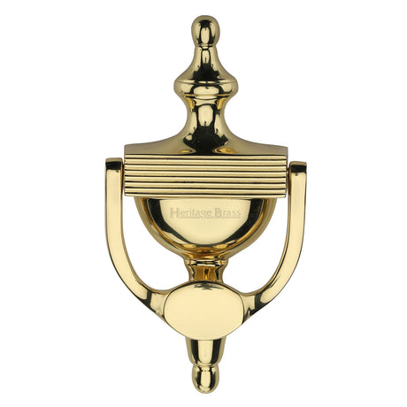 This is an image of a Heritage Brass - Urn Knocker 7 1/4" Unlacquered Brass finish, rr912-195-ulb that is available to order from T.H Wiggans Ironmongery in Kendal.