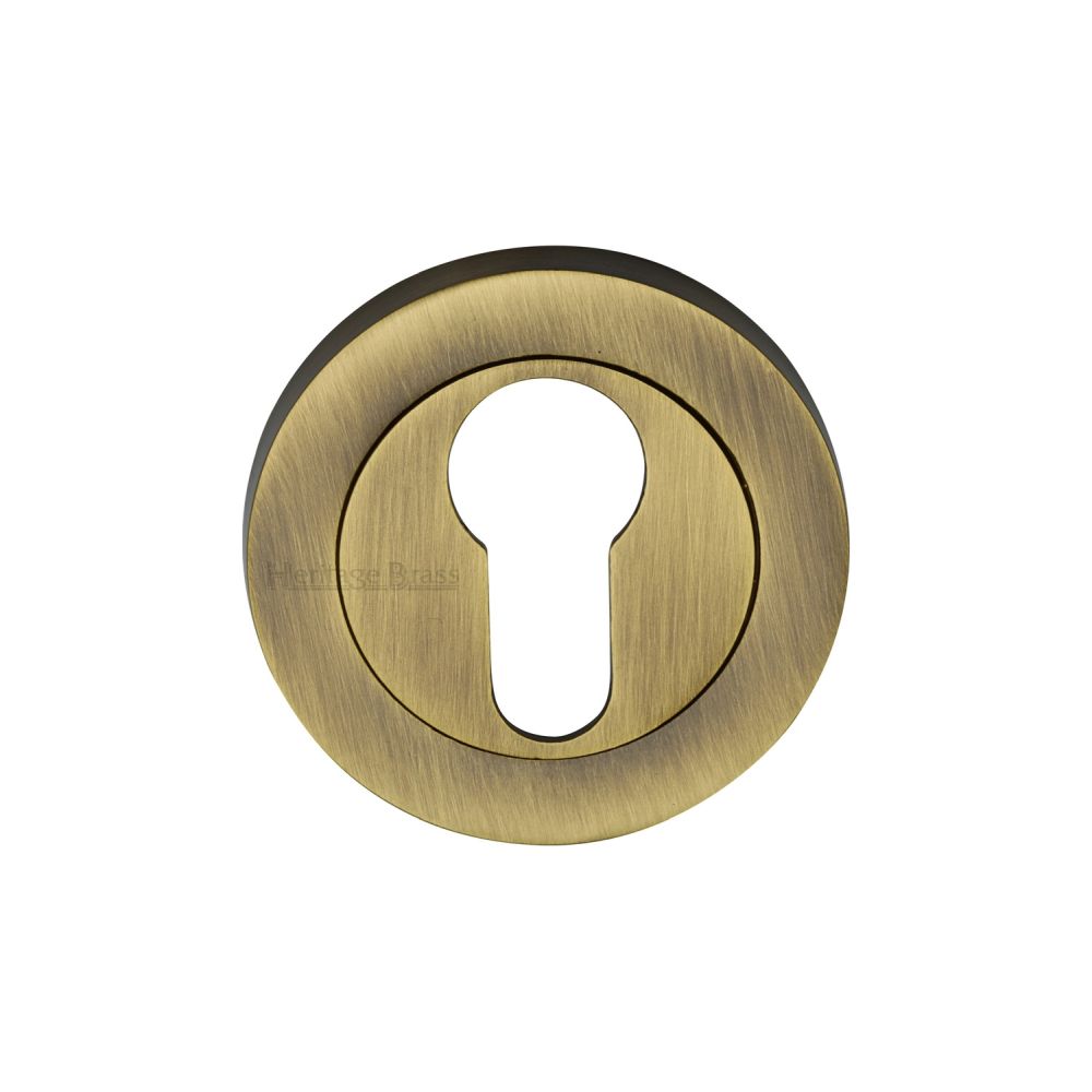 This is an image of a Heritage Brass - Euro Profile Cylinder Escutcheon Antique Brass Finish, rs2004-at that is available to order from T.H Wiggans Ironmongery in Kendal.